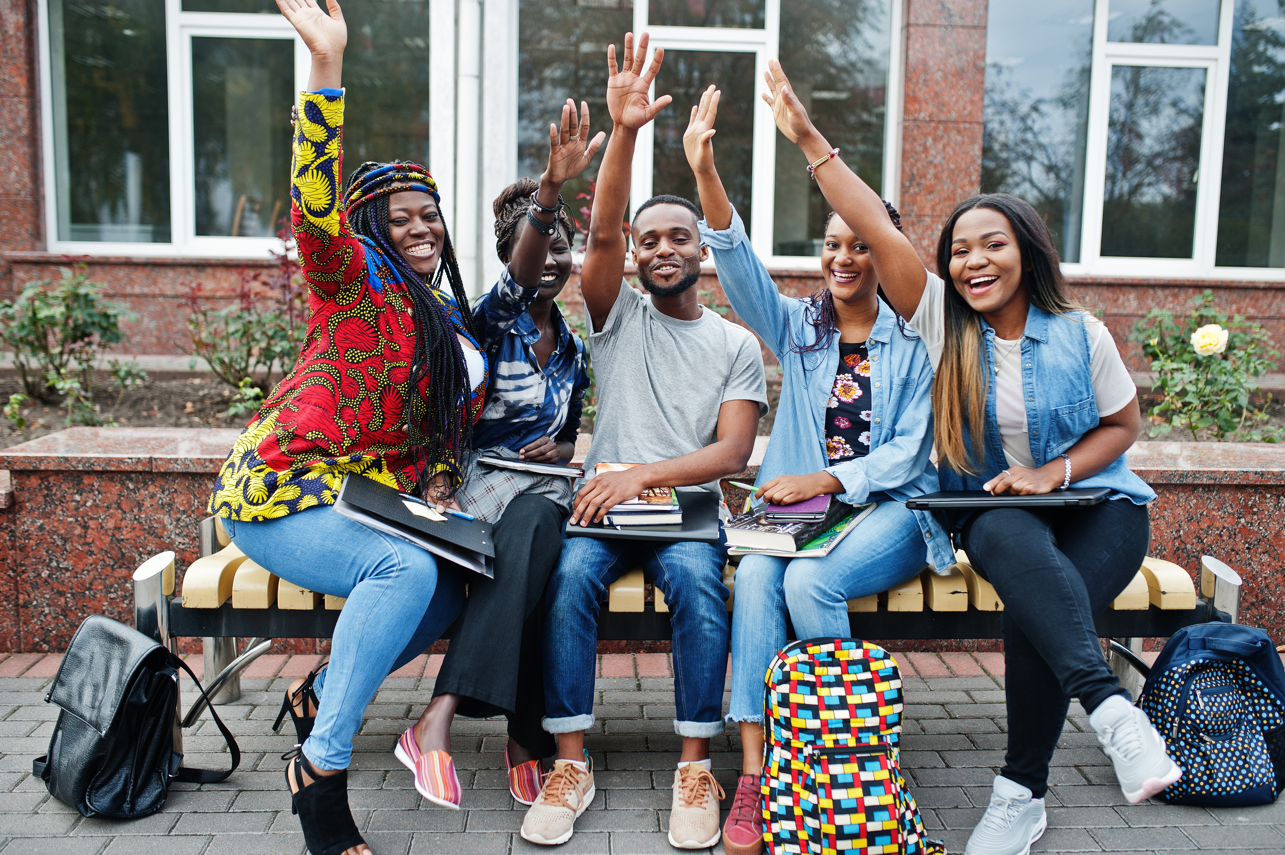 Happy international students